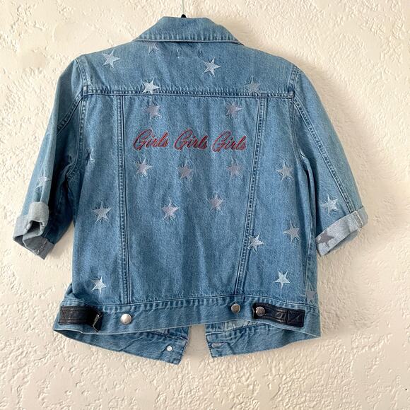 Samantha Sippos Star 'Girls Girls Girls' 1/2 Sleeve Denim Jean Jacket Medium - Picture 5 of 8